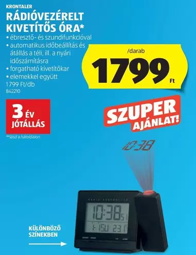 RÁDIÓVEZÉRELT KIVETÍTŐS ÓRA