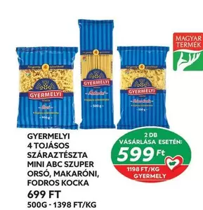 4 TOJÁSOS SZÁRAZTÉSZTA MINI ABC SZUPER ORSÓ, MAKARÓNI, FODROS KОСКА