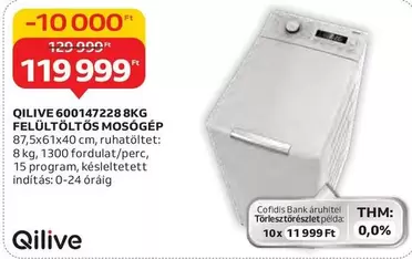 6001472288KG FELÜLTÖLTŐS MOSÓGÉP