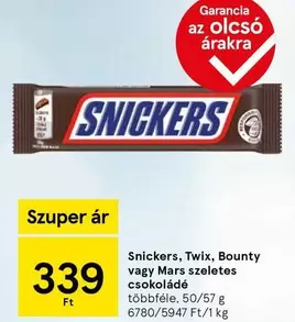 Twix, Bounty szeletes csokoládé