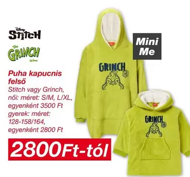 Stitch - Puha kapucnis felső  vagy Grinch