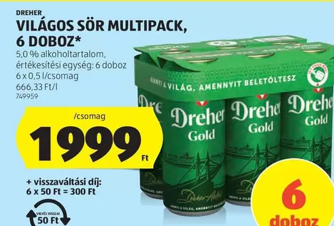 VILÁGOS SÖR MULTIPACK, 6 DOBOZ