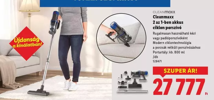 2 az 1-ben akkus ciklan porszívó