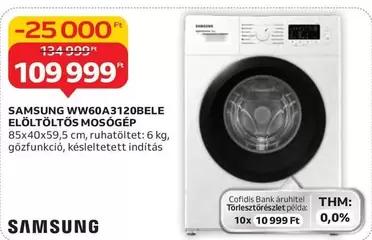 WW60A3120BELE ELÖLTÖLTŐS MOSÓGÉP