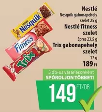 Nesquik gabonapehely szelet, fitness szelet, Trix gabonapehely szelet