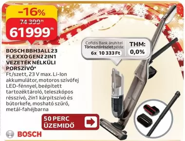 Bosch - BBH3ALL23 FLEXXOGEN2 2IN1 VEZETÉK NÉLKÜLI PORSZÍVÓ