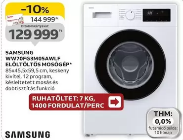 WW70FG3M05AWLF ELÖLTÖLTŐS MOSÓGÉP