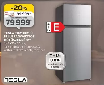 Tesla - RD2100MSE FELÜLFAGYASZTÓS HŰTŐSZEKRÉNY