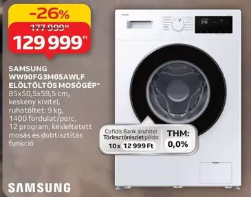 WW90FG3M05AWLF ELÖLTÖLTŐS MOSÓGÉP