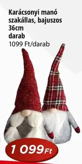 Karácsonyi manó szakállas, bajuszos