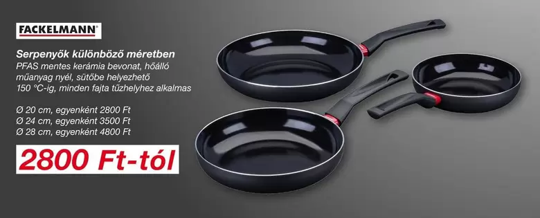 Serpenyők különböző méretben