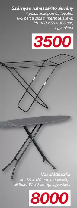 Szárnyas ruhaszárító állvány, Vasalódeszka