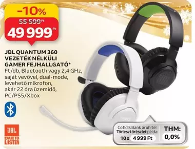 Jbl - QUANTUM 360 VEZETÉK NÉLKÜLI GAMER FEJHALLGATÓ