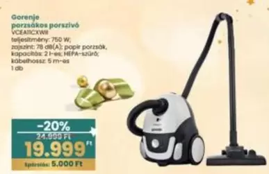 Gorenje - porzsákos porszívó VCEAICXWR