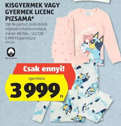 KISGYERMEK VAGY GYERMEK LICENC PIZSAMA