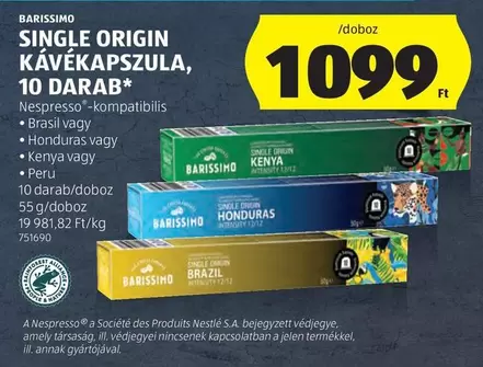 Origin - SINGLE ORIGIN KÁVÉKAPSZULA, 10 DARAB*