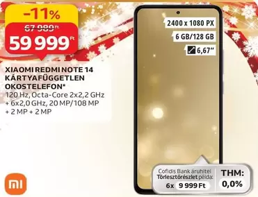 Xiaomi - REDMI NOTE 14 KÁRTYAFÜGGETLEN OKOSTELEFON