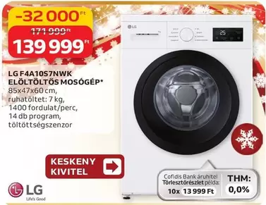 Lg - F4A1057NWK ELÖLTÖLTŐS MOSÓGÉP