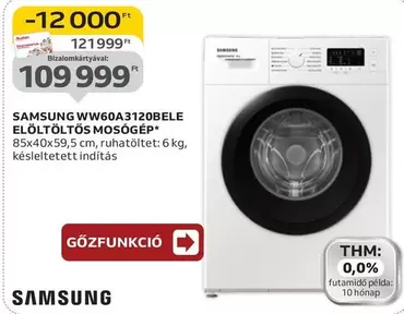 WW60A3120BELE ELÖLTÖLTŐS MOSÓGÉP