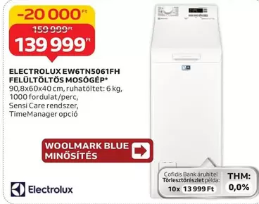 Electrolux - EW6TN5061FH FELÜLTÖLTŐS MOSÓGÉP