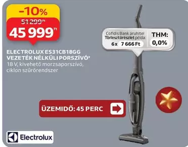Electrolux - ES31CB18GG VEZETÉK NÉLKÜLI PORSzívó