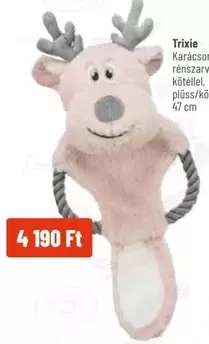 Karácsonyi rénszarvas kötéllel, plüss/kötél, 47 cm