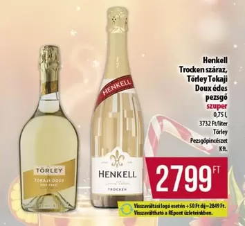 Trocken száraz, Törley Tokaji Doux édes