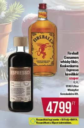 Cinnamon whisky likör, Koskenkorva Espresso kávélikör