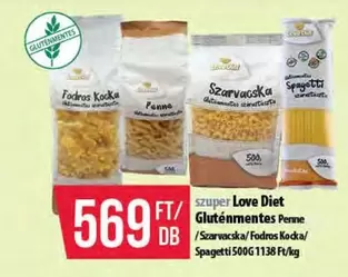 Gluténmentes Penne /Szarvacska/Fodros Kocka/ Spagetti