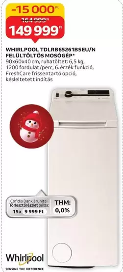 Whirlpool - TDLR8652618SEU/N FELÜLTÖLTŐS MOSÓGÉP