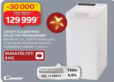 TCA284TM5S FELÜLTÖLTŐS MOSÓGÉP