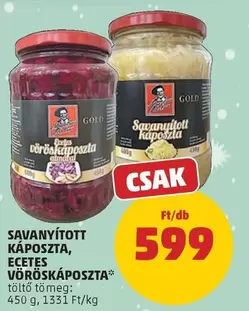 SAVANYÍTOTT KÁPOSZTA, ECETES VÖRÖSKÁPOSZTA