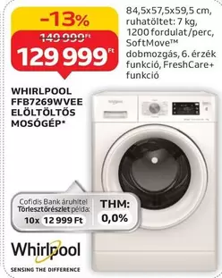 Whirlpool - FFB7269WVEE ELÖLTÖLTŐS MOSÓGÉP