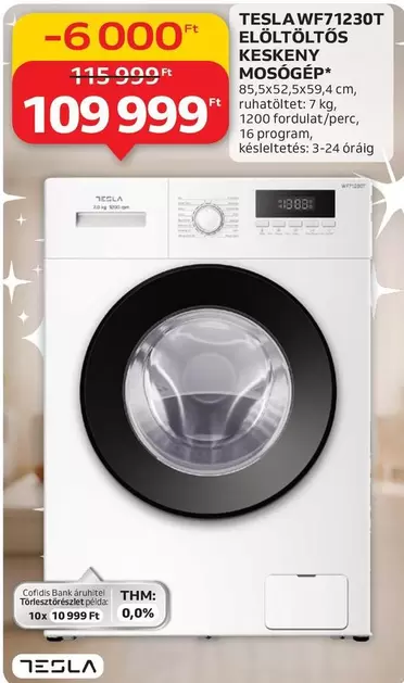 Tesla - WF71230T ELÖLTÖLTŐS KESKENY MOSÓGÉP