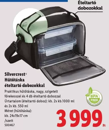 Hűtőtáska ételtartó dobozokkal