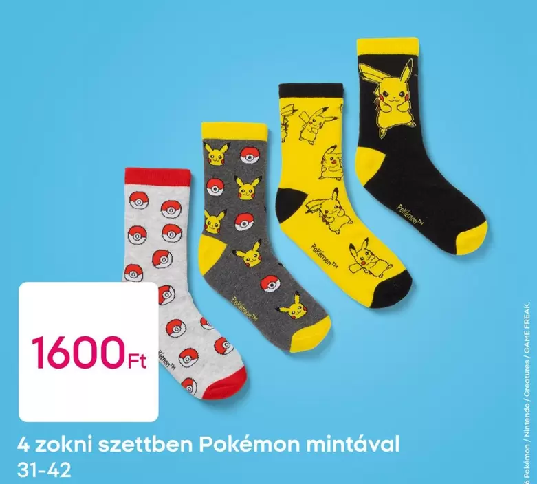 Nintendo - 4 zokni szettben Pokémon mintával