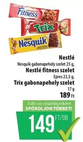 Nesquik gabonapehely szelet, Nestlé fitness szelet, Trix gabonapehely szelet