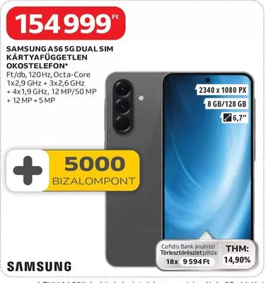 A56 5G DUAL SIM KÁRTYAFÜGGETLEN OKOSTELEFON