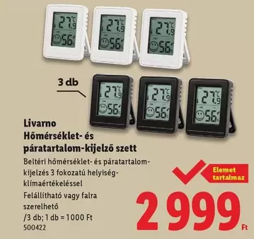 Hőmérséklet- és páratartalom-kijelző szett