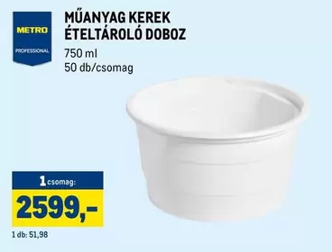 MŰANYAG KEREK ÉTELTÁROLÓ DOBOZ