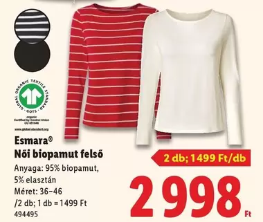 Női biopamut felső