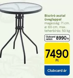 Bisztró asztal üveglappal