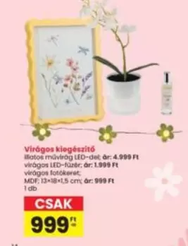 Virágos kiegészítő, illatos művirág LED-del, virágos LED-füzér, virágos fotókeret