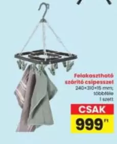 Felakasztható szárító csípeszzel