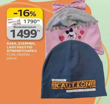 BABA, GYERMEK, LÁNY VAGY FIÚ ÁTMENETISAPKA