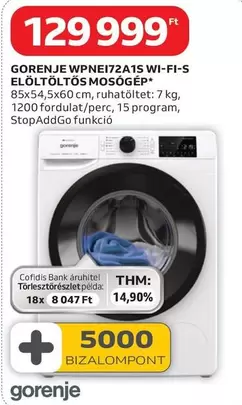 Gorenje - WPNE172A1S WI-FI-S ELÖLTÖLTŐS MOSÓGÉP