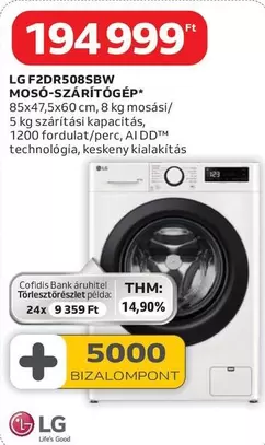 Lg - F2DR508SBW MOSÓ-SZÁRÍTÓGÉP