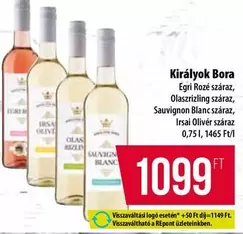 Egri Rozé száraz, Olaszrizling száraz, Sauvignon Blanc száraz, Irsai Olivér száraz