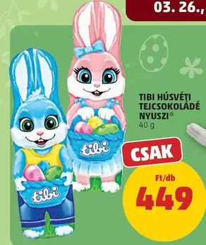 Tibi Húsvéti Tejcsokoládé Nyuszi