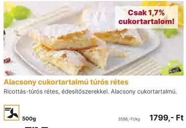 Alacsony cukortartalmú túrós rétes